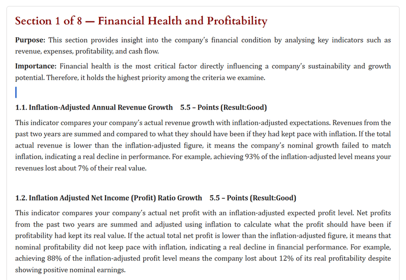 In-Depth Version sample report